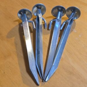 Set of Four Heavy Duty Metal Tent Stakes